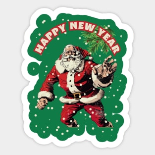 Happy New Year  Mad Santa Sticker